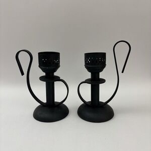 VTG Wrought Iron Mason Candle Company Candle Holders (2) Middles, NJ Black